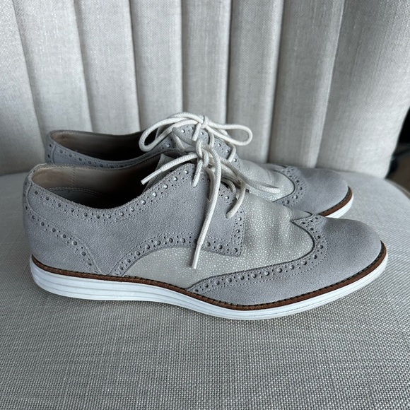 Cole Haan Gray Lunargrand Wingtip Oxfords - Size 8 - Picture 1 of 9